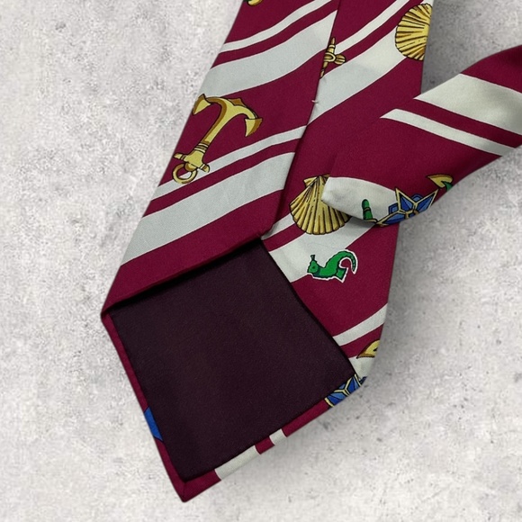 JACOMO Red/White Striped Silk LUXURY Tie FRANCE - Picture 4 of 5